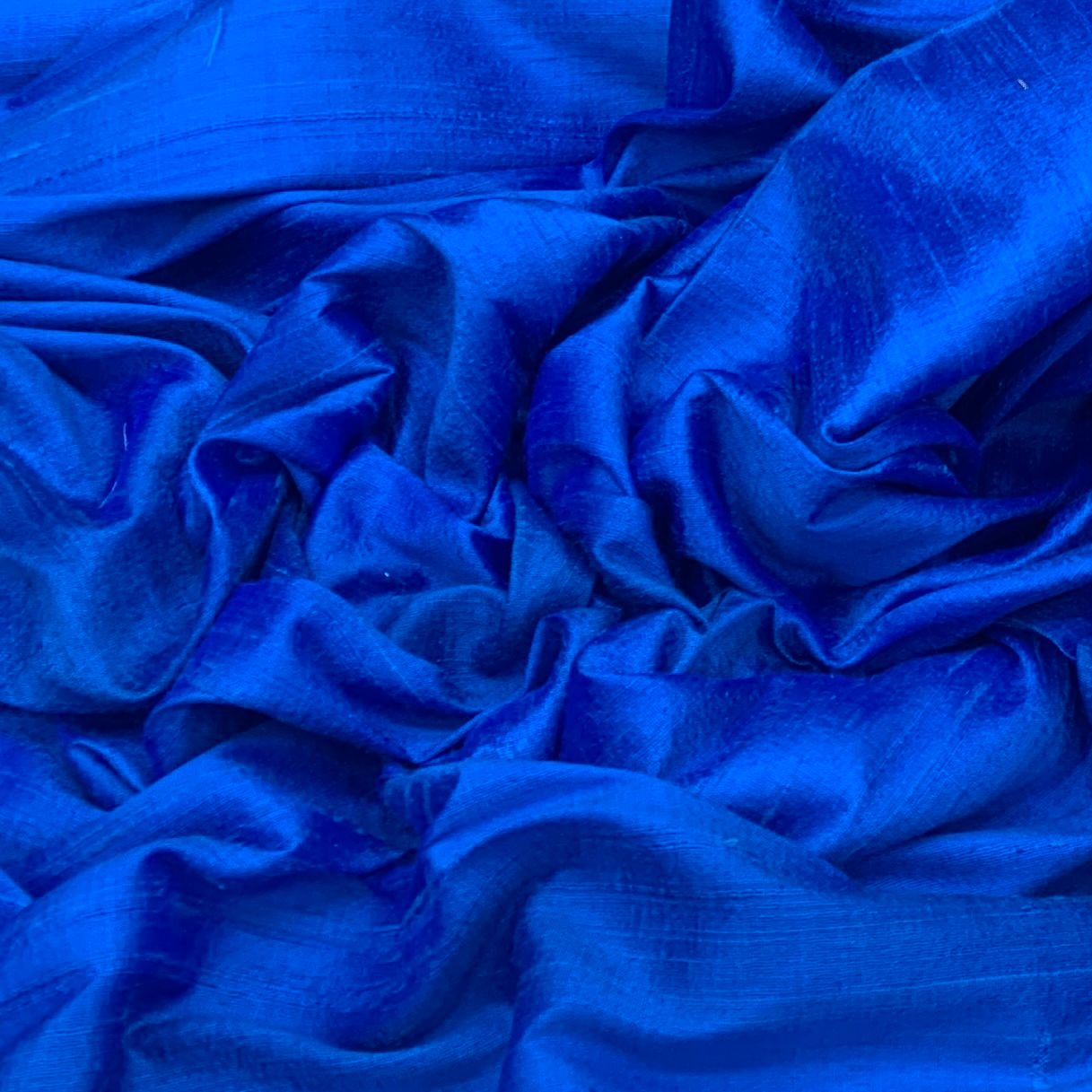 Cobalt Blue Plain Raw Silk Fabric