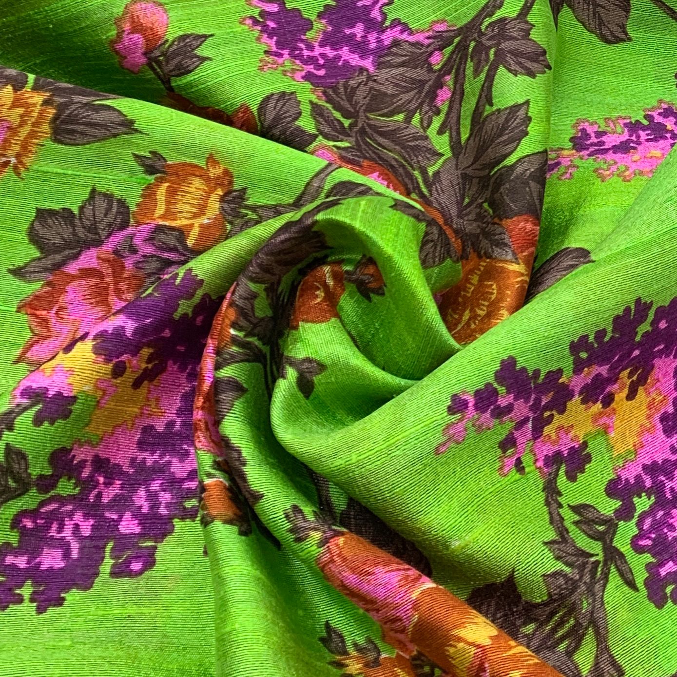 Raw Silk Printed Fabric