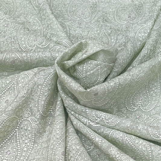 Slub Silk Embroidery Fabric