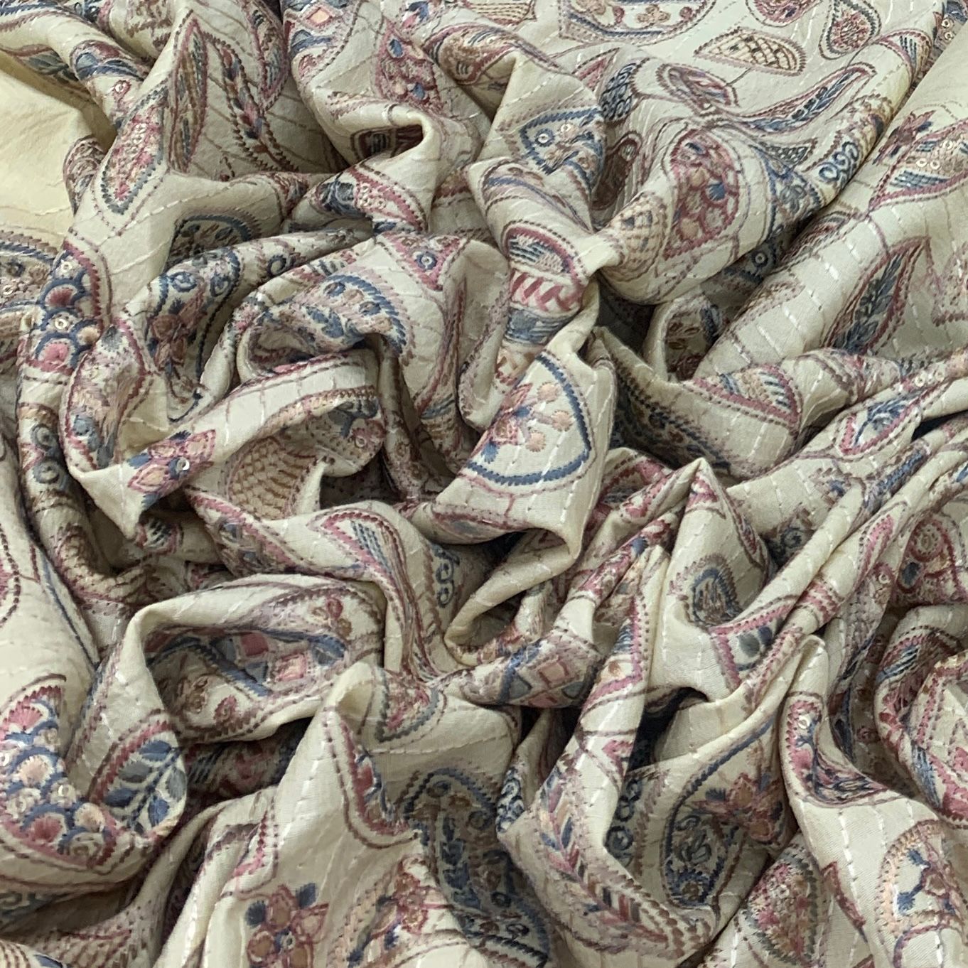 Slub Silk Embroidery Fabric