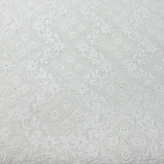 White Floral Lucknowi Georgette Embroidery