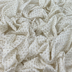 White Lucknowi Thread Sequins Georgette Embroidery