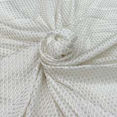 White Lucknowi Thread Sequins Georgette Embroidery