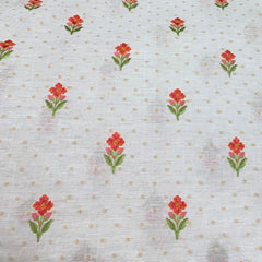 Off White Floral Chanderi Zari Butti Embroidery