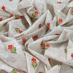 Off White Floral Chanderi Zari Butti Embroidery