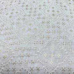 Off White Gold Georgette Sequins Thread Embroidery