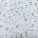 White Gajji Satin Embroidered Fabric