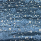 Blue Gajji Satin Embroidered Fabric