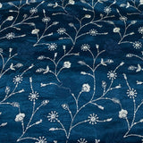 Blue Gajji Satin Embroidered Fabric