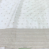 White Gajji Satin Embroidered Fabric