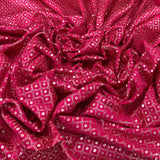 Pink Gajji Satin Embroidered Fabric