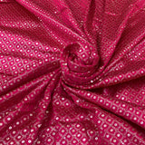 Pink Gajji Satin Embroidered Fabric