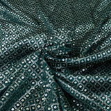 Green Gajji Satin Embroidered Fabric