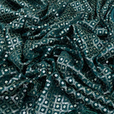 Green Gajji Satin Embroidered Fabric