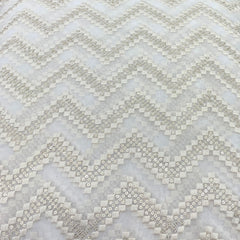 Off White Gold Wave Sequins Thread Georgette Embroidery