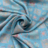 Linen Satin Printed Fabric