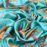 Linen Satin Printed Fabric