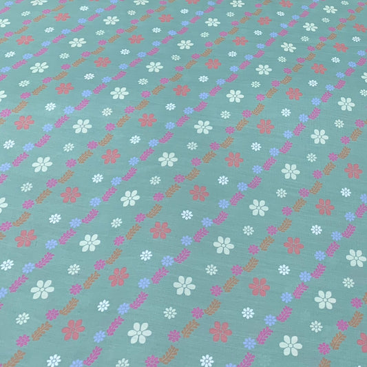 Linen Satin Printed Fabric