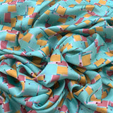 Linen Satin Printed Fabric