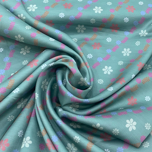 Linen Satin Printed Fabric