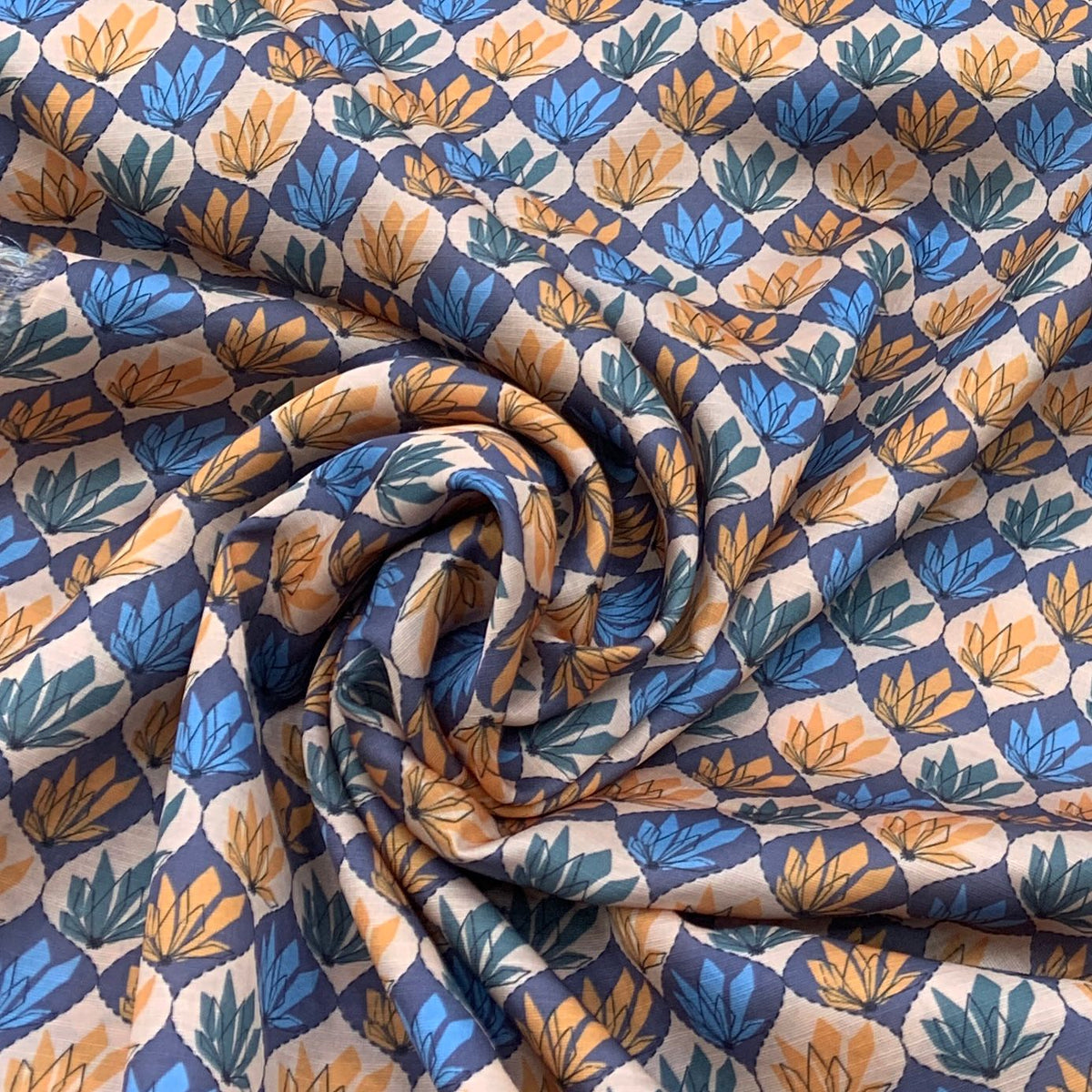 Linen Satin Printed Fabric