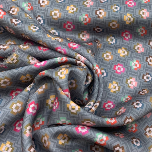 Linen Satin Printed Fabric