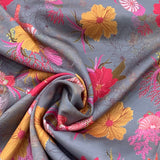 Linen Satin Printed Fabric