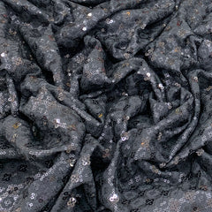 Black Sequins Thread Georgette Embroidery