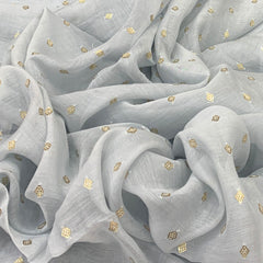 Baby Blue Mul Chanderi Sequins Embroidery