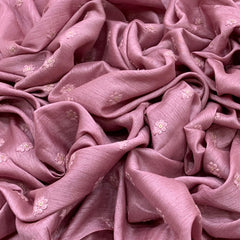 Light Onion Pink Flower Butti Slub Silk Embroidery