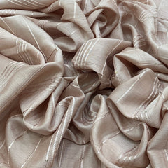 Light Onion Pink Embroidered Slub Silk