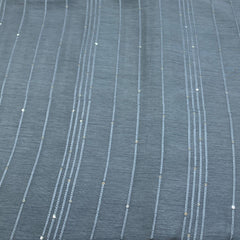Steel Grey Embroidered Slub Silk