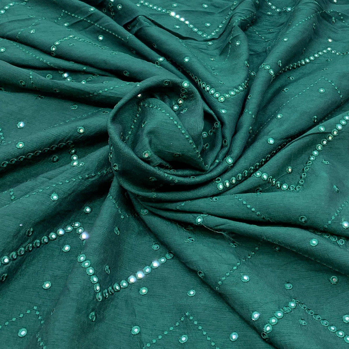 Embroidered slub silk