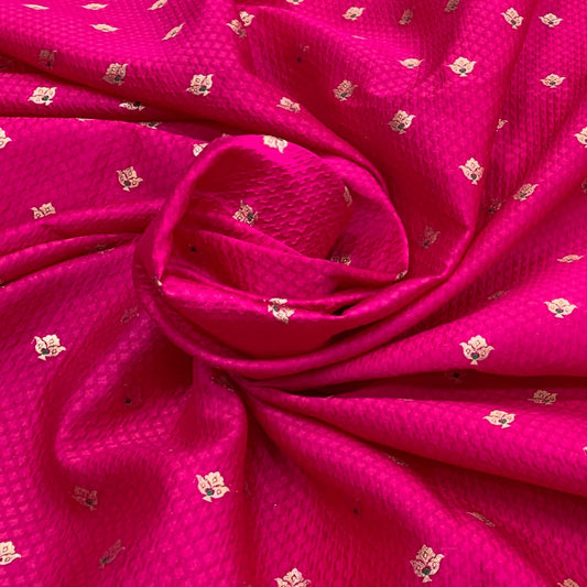 Pink Silk Brocade Meenakari Textured