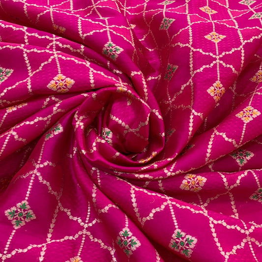 Pink Dupion Silk Brocade Jal Meenakari