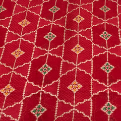 Red Dupion Silk Brocade Jal Meenakari