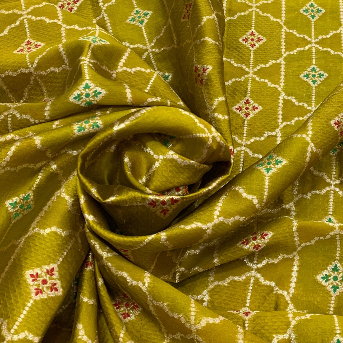 Green Dupion Silk Brocade Jal Meenakari