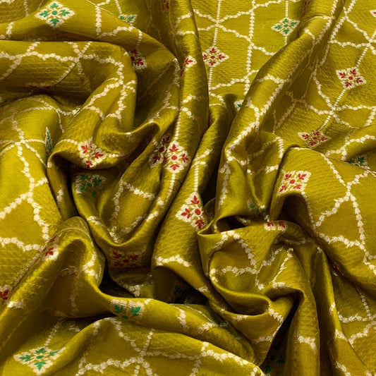 Green Dupion Silk Brocade Jal Meenakari