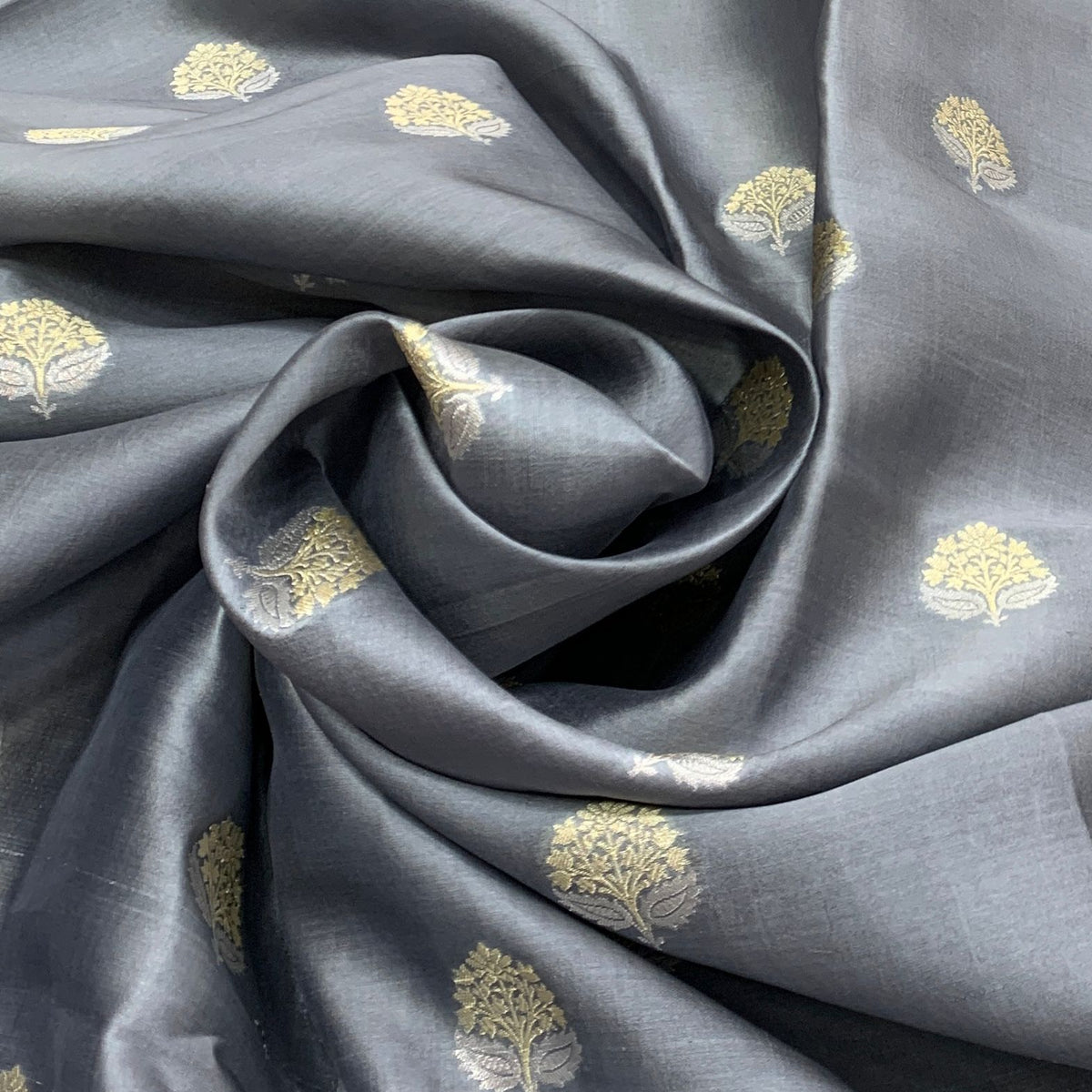 Light Grey Dupion Silk Brocade