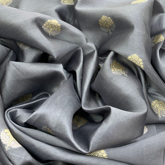 Light Grey Dupion Silk Brocade