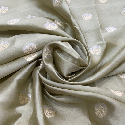 Lite Green  Dupion Silk Brocade