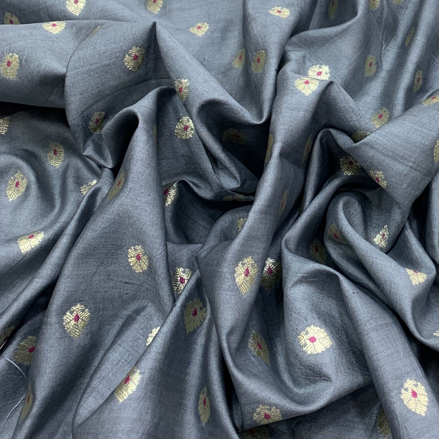 Grey Silk Brocade