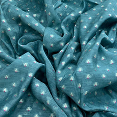 Teal Chanderi Brocade