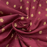 Maroon Raw Silk Brocade