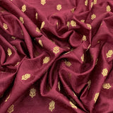 Maroon Raw Silk Brocade