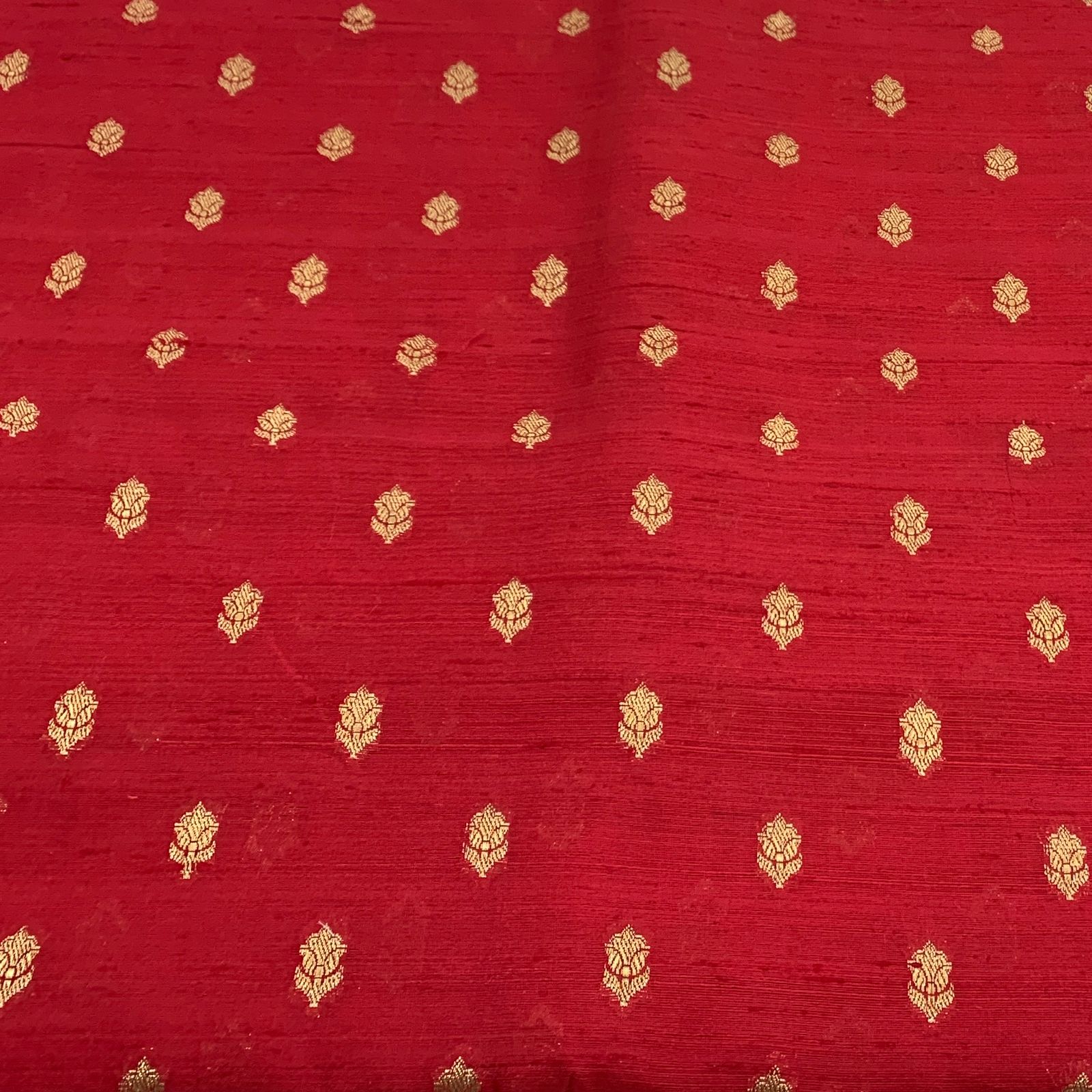 Red Raw Silk Brocade