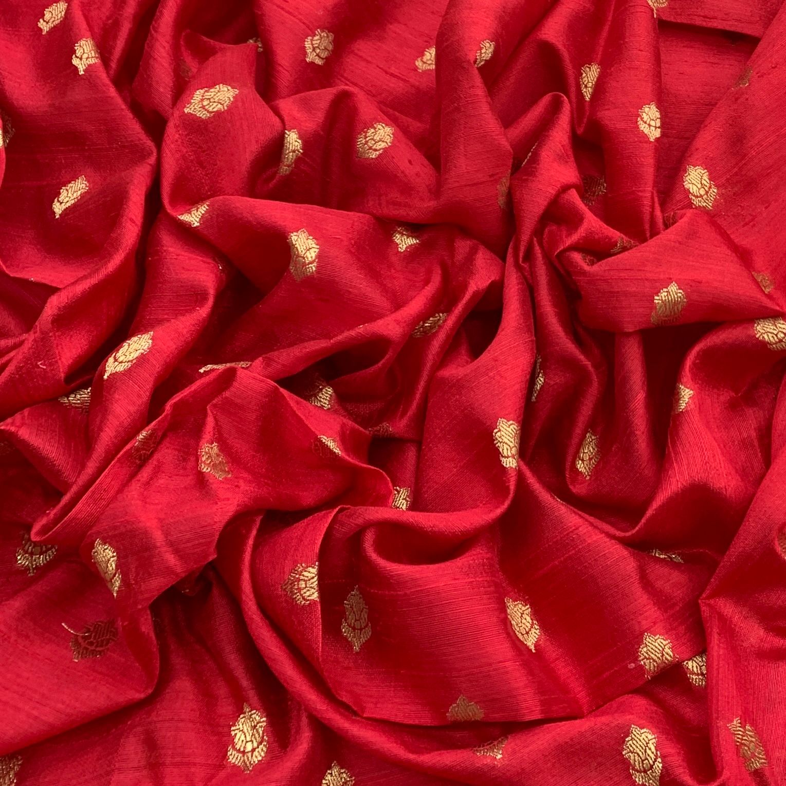 Red Raw Silk Brocade