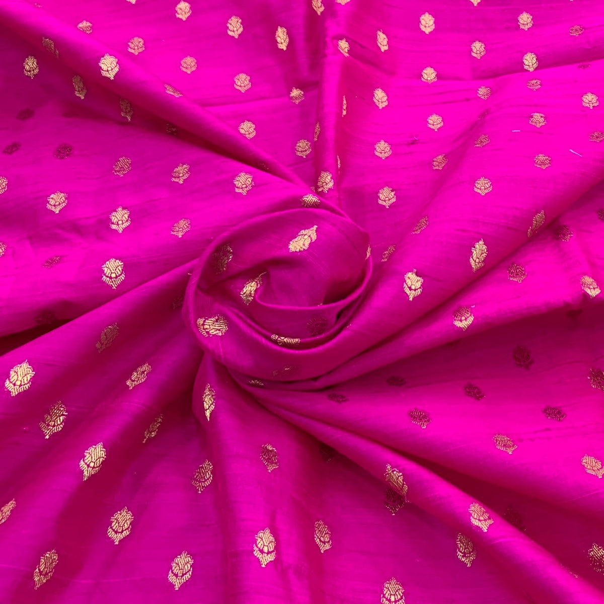 Bright Pink Raw Silk Brocade