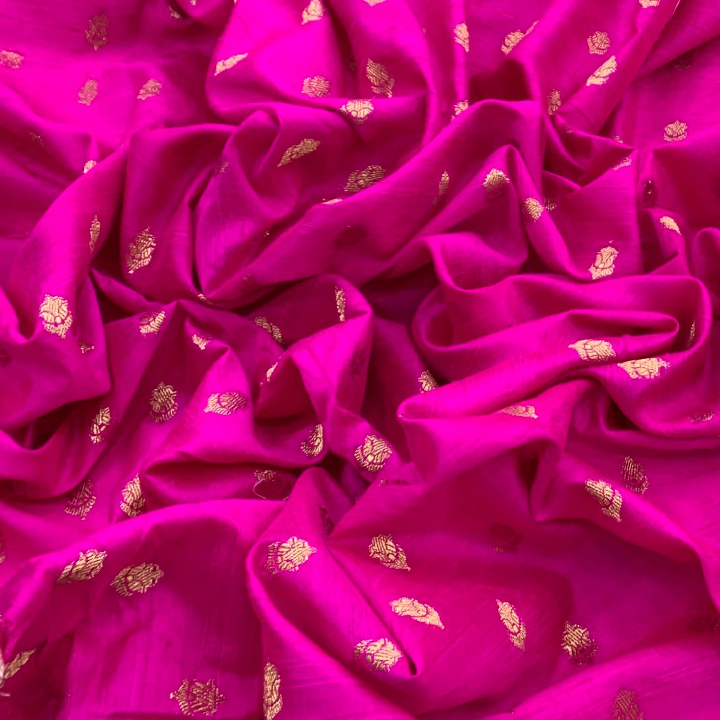 Bright Pink Raw Silk Brocade