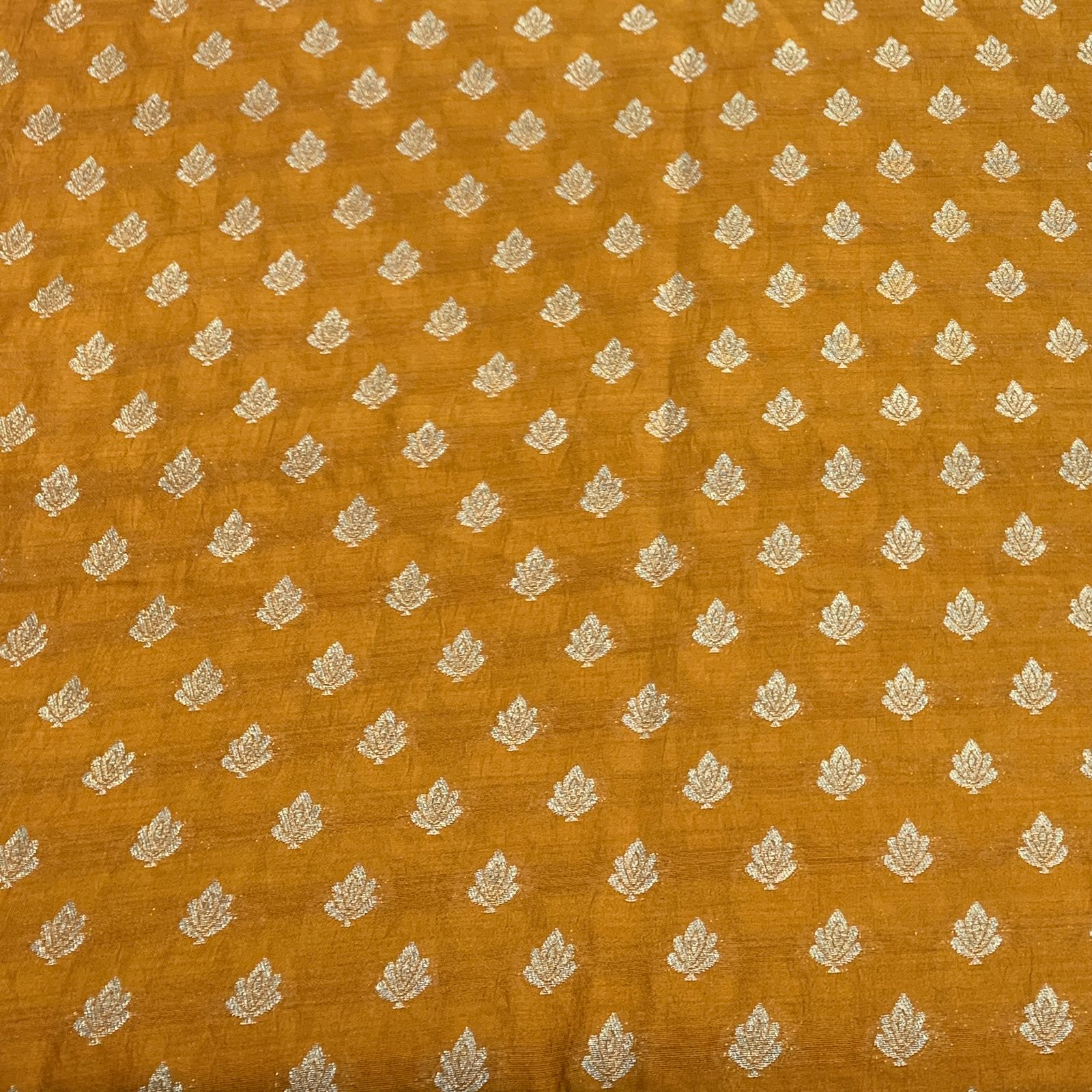 Yellow Pure Silk Brocade